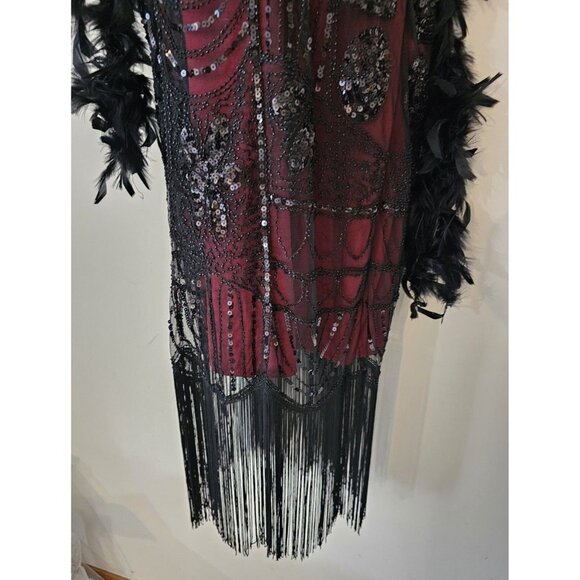 20s Gatsby Flapper Fringed Dress Complete Costume Halloween Stage Adult 14-16 L - Picture 9 of 10